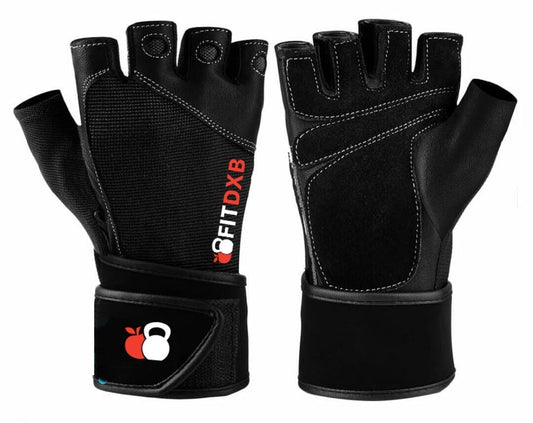 Weight lifting gloves with leather grip